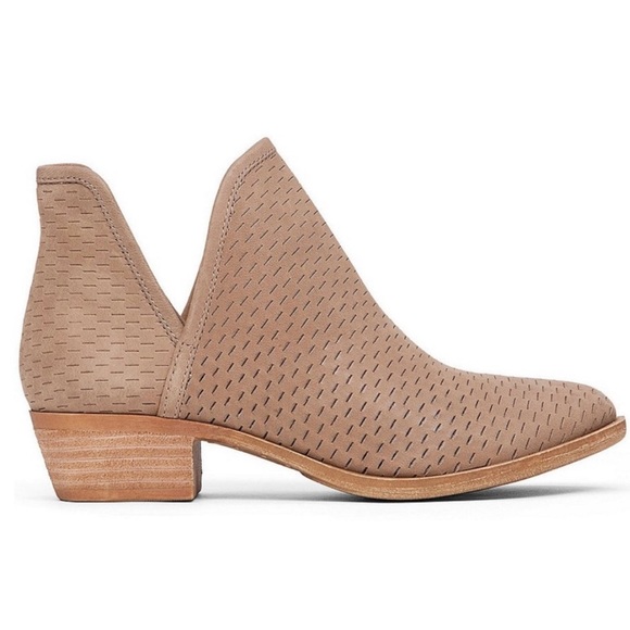 lucky brand bashina nubuck leather block heel booties